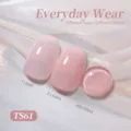 Vernis à ongles jelly rose TS61 montrant 1 et 2 couches, effet translucide - Violet Rosé (TS61)