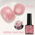 LILY'CUTE pink glitter gel polish with fine starlight shimmer, UV LED soak off gel, 7ml. - XS04-Pink Glitter