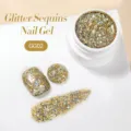 Glitter sequins nail gel in shade GG02 with brilliant holographic diamond effect - Holographic Silver (GG02)