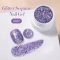Purple glitter sequins nail gel in shade GG07 for professional sparkling manicures - Deep Purple Sequins (GG07)