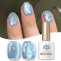 BORN PRETTY Eisblaues Katzenaugen-Gel mit Glitzer-Akzenten, 10ml Nagellackflasche - Hellblau (MY246)
