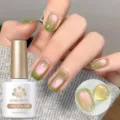 BORN PRETTY guava pink green two-color cat eye gel polish with aurora glass bead effect - Guava Cat Eye Gel