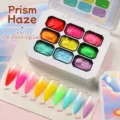 9-color solid nail art painting gel palette for professional gradient blush effects - Prism Haze / 9-Grid Solid Gel