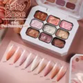 Professional 9-color solid nail painting gel palette in ashy rose for blush effects - Smoky Rose / 9-Grid Solid Gel