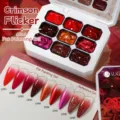 UR SUGAR 9-color solid crimson flicker pat painting gel palette for gradient nail art - Crimson Flicker / 9-Grid Solid Gel
