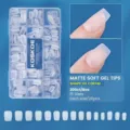 300pcs matte soft gel nail tips in XS coffin shape, 15 sizes for full cover application - XS Coffin / 300 Pcs / Translucent Frosted