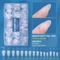 300pcs matte almond soft gel tips in 15 sizes for professional nail extensions. - S Almond / 300 Pcs / Translucent Frosted