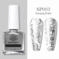 Born Pretty silver metallic nail stamping polish 10ml SP003 with floral pattern swatches. - Stamping Polish / Silver SP003
