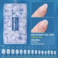 300pcs matte soft gel nail tips in small oval shape for professional nail extensions - S Oval / 300 Pcs / Translucent Frosted