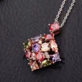 Collar con colgante de cristal de circón colorido con piedras multicolores oro - Colgante Geométrico de Circonia Multicolor (N13112501) / Rosa oro