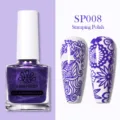 Smalto per stamping BORN PRETTY SP008 viola metallizzato con campioni di nail art decorati - Smalto per Stampaggio / Viola SP008