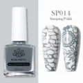 BORN PRETTY grey blue nail stamping polish SP014 with floral and stone pattern effects - Stamping Polish / Gray SP014