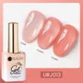 UR SUGAR Vernis Gel Rose Nude translucide 15ml montrant l'effet de 1, 2 et 3 couches - J013 (Rose Nude Gelée)
