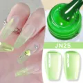 Smalto gel per unghie verde lime traslucido JN25 con finitura lucida per manicure - Verde Giallo Pallido Traslucido Ghiaccio