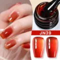 Smalto gel gelatina traslucido rosso ambra professionale tonalità JN39 variante! - Arancio Ambra Traslucido Ghiaccio (JN39)