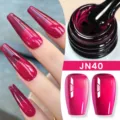 Smalto gel effetto gelatina traslucida tonalità JN40 rosa magenta per manicure - Rosso Rosa Traslucido Ghiaccio (JN40)