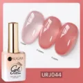 Vernis gel URSUGAR 15ml rose nude translucide montrant l'effet de 1 à 3 couches - Rose Clair Gelée (J044)