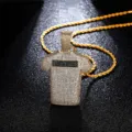 Iced out hip hop t-shirt pendant necklace with sparkly CZ stones and gold rope chain - 76cm Chain Length / Gold