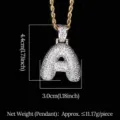 Collar de hip hop con colgante de letra A de plata helada y piedras de circonita cúbica - Letra A (N19052209-A61M)