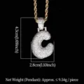 Collar hip hop con colgante letra C de circonita, con todas dimensiones y peso info - Letra C (N19052209-C61M)