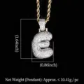 Colgante de letra E de plata helada con micro-pavé de brillantes piedras circón - Letra E (N19052209-E61M)