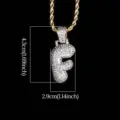 Collar con colgante de letra F en oro y circonitas brillantes de estilo hip hop moderno - Letra F (N19052209-F61M)