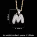Collar con colgante de letra M burbuja iced out hip hop en oro con las medidas - Letra M (N19052209-M61M)