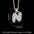 Collar con colgante de letra N en circonitas micro-pave estilo hip hop para hombres - Letra N (N19052209-N61M)