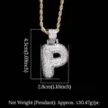 Collar de lujo con colgante de letra P con circonitas para hombre, estilo hip hop - Letra P (N19052209-P61M)