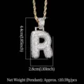 Collar de hip-hop con colgante de letra R de circonita micro-pave y cadena de cuerda oro - Letra R (N19052209-R61M)