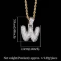 Collar con colgante de letra W de burbuja con circonitas para hombre hip hop - Letra W (N19052209-W61M)