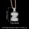 Colgante de letra Z de circón helado para hombre, joyería hip hop 4,4x2,4 cm - Letra Z (N19052209-Z61M)