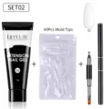 Kit d'extension d'ongles avec gel 15g, 60 capsules et outil pinceau à double embout - Kit d'Extension d'Ongles (SET02) / Blanc No.02
