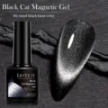 LILY'CUTE zwarte kattenoog magnetische gel nagellak met zilveren glitter effect - Diep Zwart Cat Eye