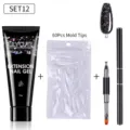 Kit professionnel gel d'extension Lily'cute avec 60 moules et pinceau à double extrémité - Kit d'Extension d'Ongles (SET12) / Pailleté No. 12
