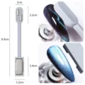 Detail view of double-ended nail magnet tool with dimensions and cat-eye effect - Double-Ended Thickened Cat Eye Magnet Stick (8.9cm)