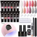 Détails du kit d'extension d'ongles comprenant une lampe UV rose et des gels colorés - Ensemble 12 Couleurs 04