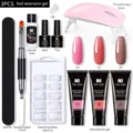 Kit complet d'extension d'ongles avec gel, lampe UV et 100 capsules pour manucure pro. - Ensemble 03