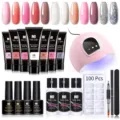 Kit completo per extension unghie in gel con lampada UV, 7 colori e accessori. - Set 12 Colori 10