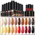 Autumn-themed nail gel polish set with 20 vibrant color swatches and numbered tips. - Autumn Winter Color Set 05 (20 Colors)