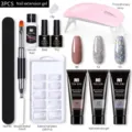 Detalle general de los componentes del kit de gel de extensión de 15 ml con lámpara - Juego 15