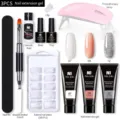 Kit completo de gel de extensión de uñas de 15ml con lámpara UV, pincel y 100 tips - Juego 17
