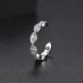 Elegante polsino da orecchio color argento con brillanti zirconi per orecchie senza fori. - Colore Argento (E19030902-Rh)