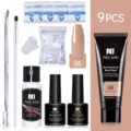 Kit completo de extensión de uñas de 9 piezas con gel nude y herramientas pro - Juego De 9 / Juego de 9 Piezas / Desnudo Profundo (06)