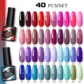 Set completo di 40 smalti gel UV per unghie con varie tonalità vivaci e brillanti - Set di 40 Bottiglie (04)
