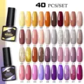 Set professionale smalto gel UV Née Jolie 40 colori con campioni vivaci e glitterati - Set di 40 Bottiglie (05)