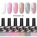 Coffret de 6 vernis à ongles gel UV LED professionnels avec paillettes et couleurs 8,5 ml - Ensemble de 6 Bouteilles 02