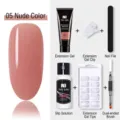Kit complet de gel d'extension d'ongles professionnel avec solution et échantillon nude - Ensemble de 6 Pièces (Sans Lampe) / Nude (Kit 6 Pièces 05)