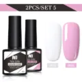 Dettaglio del set smalto per unghie Née Jolie con campioni di colore bianco e rosa 8,5ml - Set da 2 / Bianco (001) e Rosa (006)