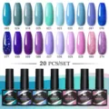 Set di 20 smalti gel UV con finiture lucide e glitterate, soak off da 8,5 ml - Set di 20 Bottiglie (10)